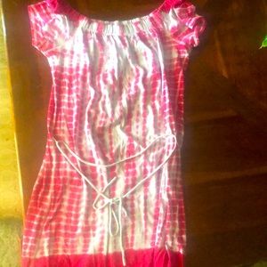 (3 for $35 item) Short tie dye over the shoulder dress with tie waist